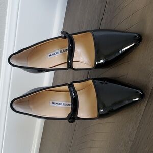 Manolo Blahnik Mary Jane Campari Black Patent New in Box Sz 39